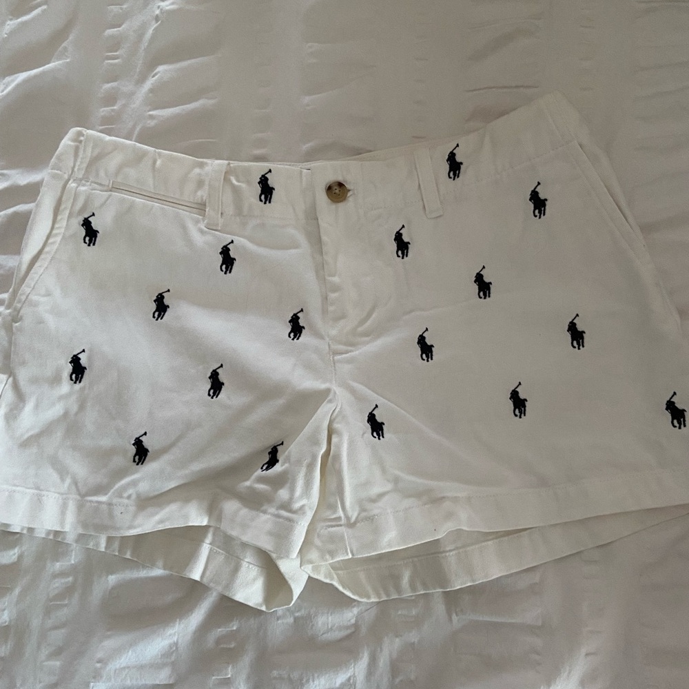 Polo white shorts with blue logo